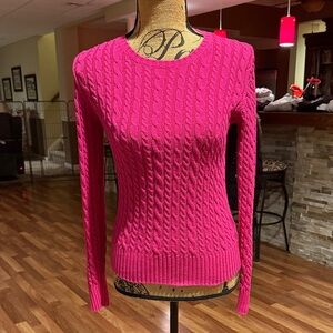 Gap size small form fitted hot pink cable knit sweater